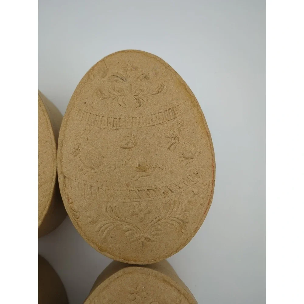 Vintage‎ y2K Brown Paperboard Boxes Easter Egg Shape Embossed Bunnies for Crafts